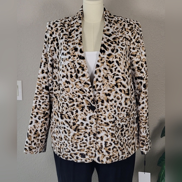 CALVIN KLEIN Womens Black Animal Print Blazer Jacket Plus Size 20W  (NWT) - Picture 3 of 11